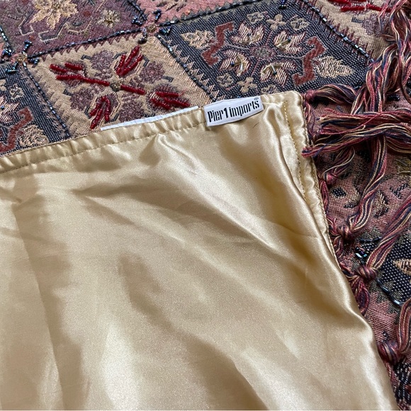 Vintage Pier One Beaded Tapestry Throw Diamond pattern 50"X60" Boho - Picture 4 of 4